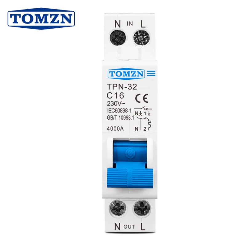 18MM TPN DPN 1P+N Mini Circuit Breaker MCB 6A 10A 16A 20A 25A 32A Din Rail Mount