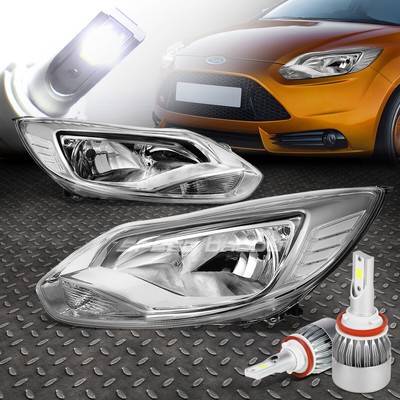 ПАРА ХРОМИРОВАННЫХ БОКОВЫХ ФАР С ПРОЗРАЧНЫМ КОРПУСОМ + СВЕТОДИОДНАЯ ЛАМПА 6000K + ВЕНТИЛЯТОР ДЛЯ FORD FOCUS 12-14