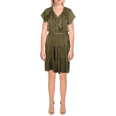 

Женское зеленое атласное мини-платье с оборками и поясом Lauren Ralph Lauren  BHFO 3469, Olive fern