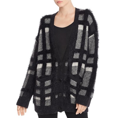 

Женский длинный кардиган в клетку черного цвета Equipment, куртка-свитер  BHFO 6413, True black multi