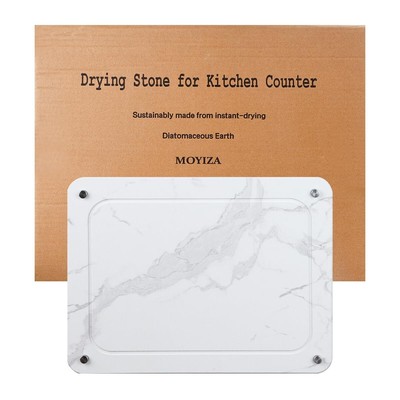 Stone Kitchen Drying Mat 15.7x11.8 Durable Absorbent Counter Pad White