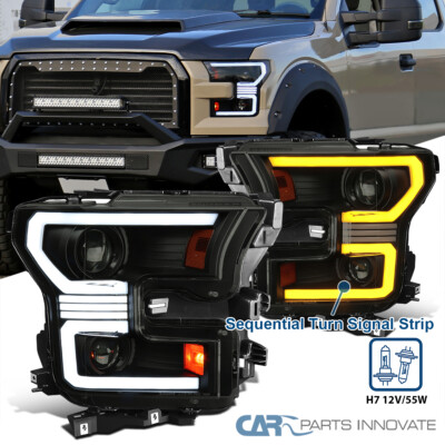 Black Projector Headlights Fits 2015-2017 F150 Switchback LED Sequential Signal