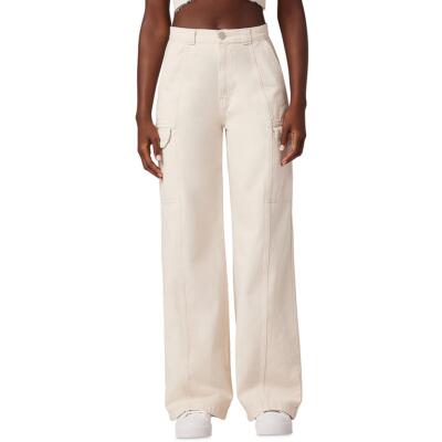 Hudson Womens Ivory High Rise Wide Leg Denim Cargo Jeans 26 BHFO 9151
