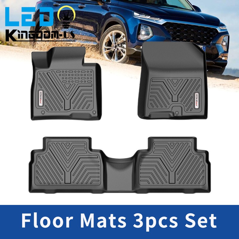 Floor Mats For 20192020 Hyundai Santa Fe All Weather Black Front Rear