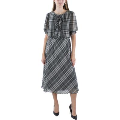 Женское клетчатое миди-платье с завязками на шее Lauren Ralph Lauren BHFO 9959