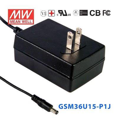 Mean Well GSM36U15-P1J Power Supply 36W 15V