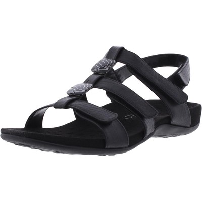Vionic Womens Amber Black Flats Strappy Sandals Shoes 8 Wide (C,D,W) BHFO 8156