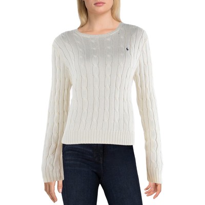 Polo Ralph Lauren Womens White Crewneck Logo Pullover Sweater Top S BHFO 1191