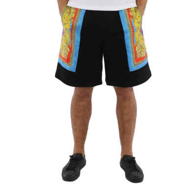 Pre-owned Versace Barocco Goddess Night Print Bermuda Shorts In Black