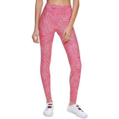 

Женские спортивные леггинсы с высокой посадкой и принтом Tommy Hilfiger Sport BHFO 8674, Lush pink combo