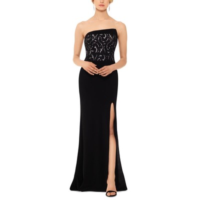 

Черное кружевное длинное вечернее платье Betsy - Adam  BHFO 6480, Black / silver