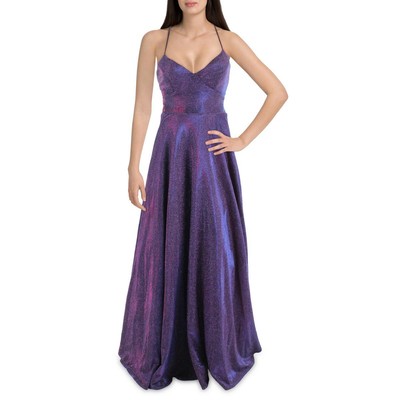 City Studio Womens Purple V Neck Maxi Prom Maxi Dress Gown Juniors 3 BHFO 2408