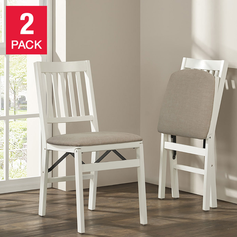 2-Pack Premium Wood Folding Chair with Upholstered Padded