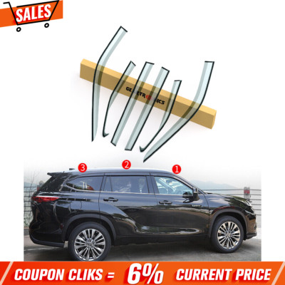 6pcs For 2020-2022 Toyota Highlander Smoke Window Visor Vent Shades Rain Guards