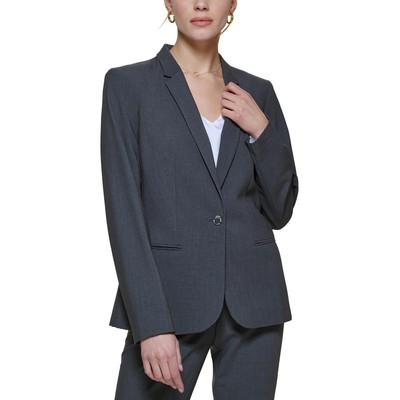 Calvin Klein Womens Gray Office One-Button Blazer Jacket Petites 2P BHFO 2986