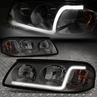 [LED DRL] ДЛЯ CHEVY IMPALA 2000-2005 ГОДОВ ВЫПУСКА, ДЫМЧАТЫЙ КОРПУС, ПРОЗРАЧНАЯ УГЛОВАЯ ФАРА/ФОНАРЬ