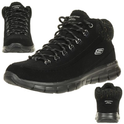 Skechers Synergy Winter Nights Boots Women's Winter Shoes Padded Black BBK | eBay