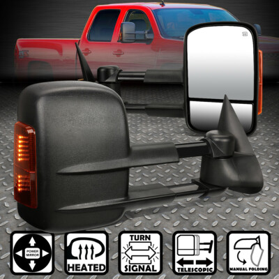 ДЛЯ 03-07 SILVERADO SIERRA ПАРА БУКСИРОВОЧНЫХ ЗЕРКАЛ С ЭЛЕКТРОПРИВОДОМ + ОБОГРЕВОМ + СВЕТОДИОДНЫМ СИГНАЛОМ ПОВОРОТА