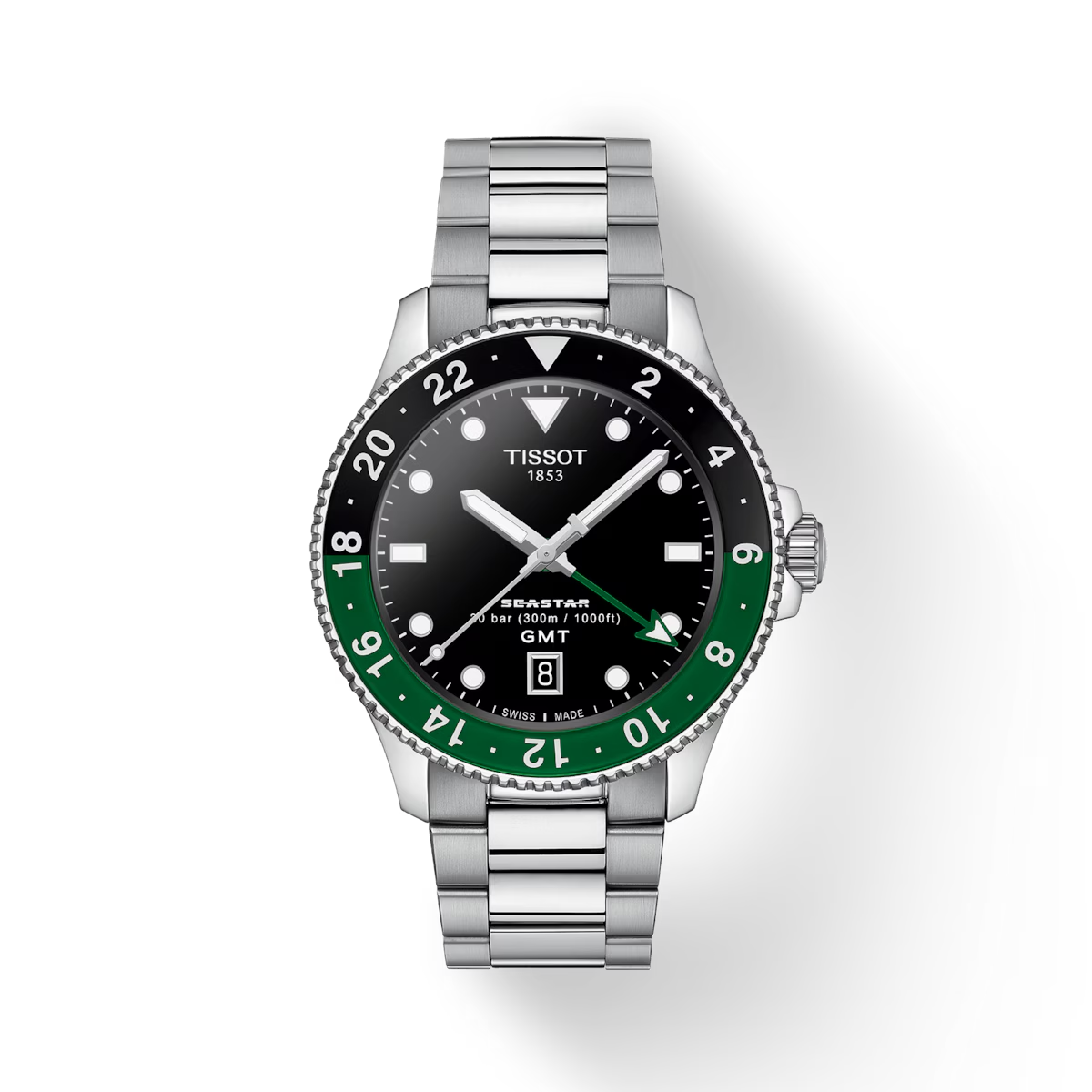 Pre-owned Tissot Seastar 1000 Quartz Gmt 40mm Black Dial Watch T120.852.11.051.00