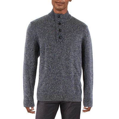 Barbour Мужской темно-синий шерстяной вязаный свитер-пуловер на молнии 1/2 XL BHFO 1517