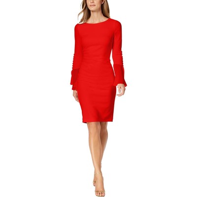 

Женское красное шифоновое платье-футляр миди Calvin Klein  BHFO 6955, Красный