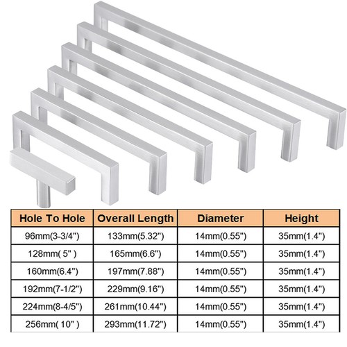 Modern Cabinet Handle Stainless Steel Brushed Nickel Kitchen Drawer Pulls LOT