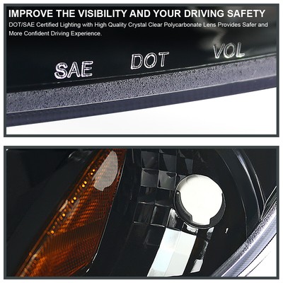 Jet Black Fits 2006-2012 Mitsubishi Eclipse LED Halo Projector Headlights 06-11