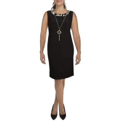 R&M Richards Womens B/W Knit Sleeveless Work Sheath Dress 18 BHFO 3666
