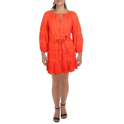 

Женское платье миди Lauren Ralph Lauren с завязками спереди и люверсами BHFO 8384, Красный