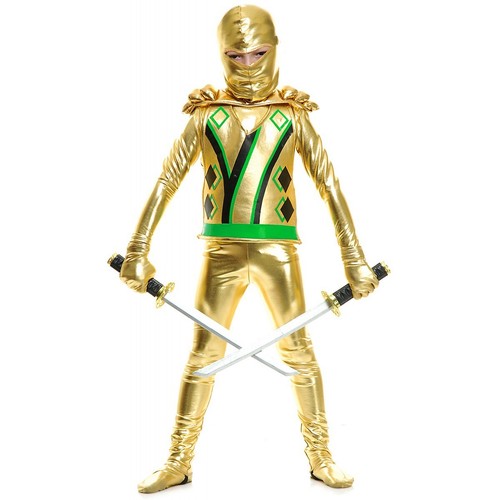 Gold Ninja Avenger Costume Kids Ninjago Halloween Fancy Dress eBay