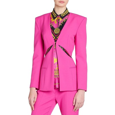 Женский розовый офисный блейзер с вырезом на одной пуговице от Versace Jeans Couture 0 BHFO 9396