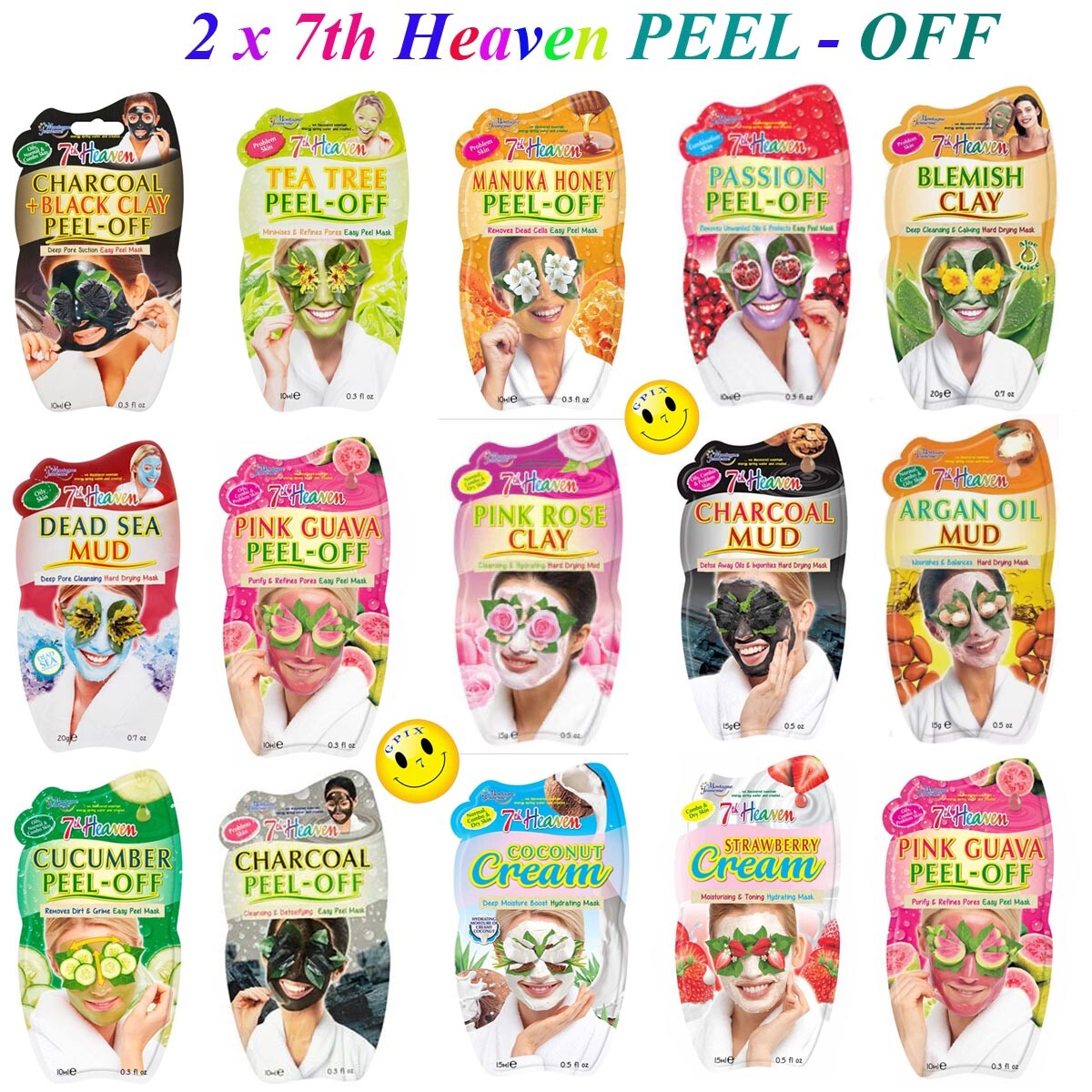7th Heaven Pink Guava Peel-Off Maske – Mit Vitamin C, Zur Porenreinigung, Vegan, Tierversuchsfrei