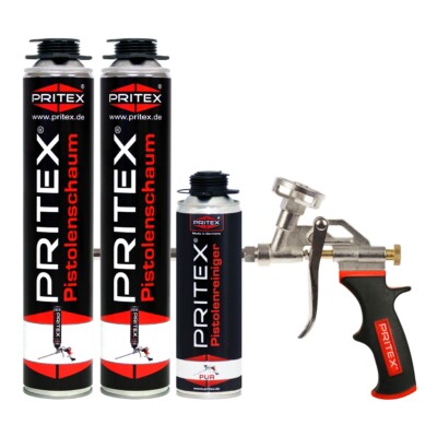 Bauschaum Set 2 x 750ml Pistolenschaum inkl. Reiniger + Pistole PU Schaum