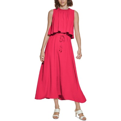 

Женское розовое прозрачное длинное макси-платье Calvin Klein с цветочным принтом  BHFO 9654, Lipstick