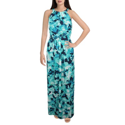 

Женское синее шифоновое свадебное платье макси с принтом Jessica Howard  BHFO 0444, Blue multi