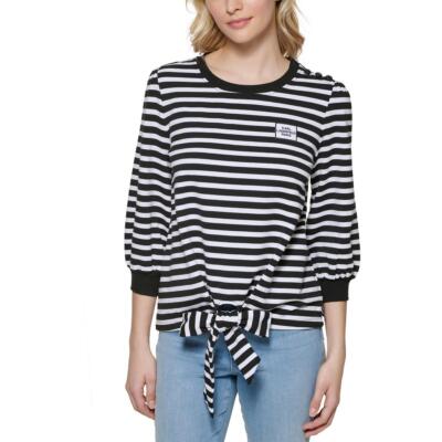 

Karl Lagerfeld Paris Женская черная полосатая блузка Пуловер Топ Рубашка  BHFO 3729, Black/white