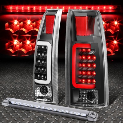 ЧЕРНЫЙ КОРПУС, ПРОЗРАЧНЫЙ 3D СВЕТОДИОДНЫЙ ЗАДНИЙ ФОНАРЬ + ХРОМИРОВАННЫЙ 3-Й СТОП-СИГНАЛ ДЛЯ 92-00 SUBURBAN/ TAHOE