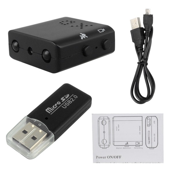 USB spy camera with microSD reader and cable.