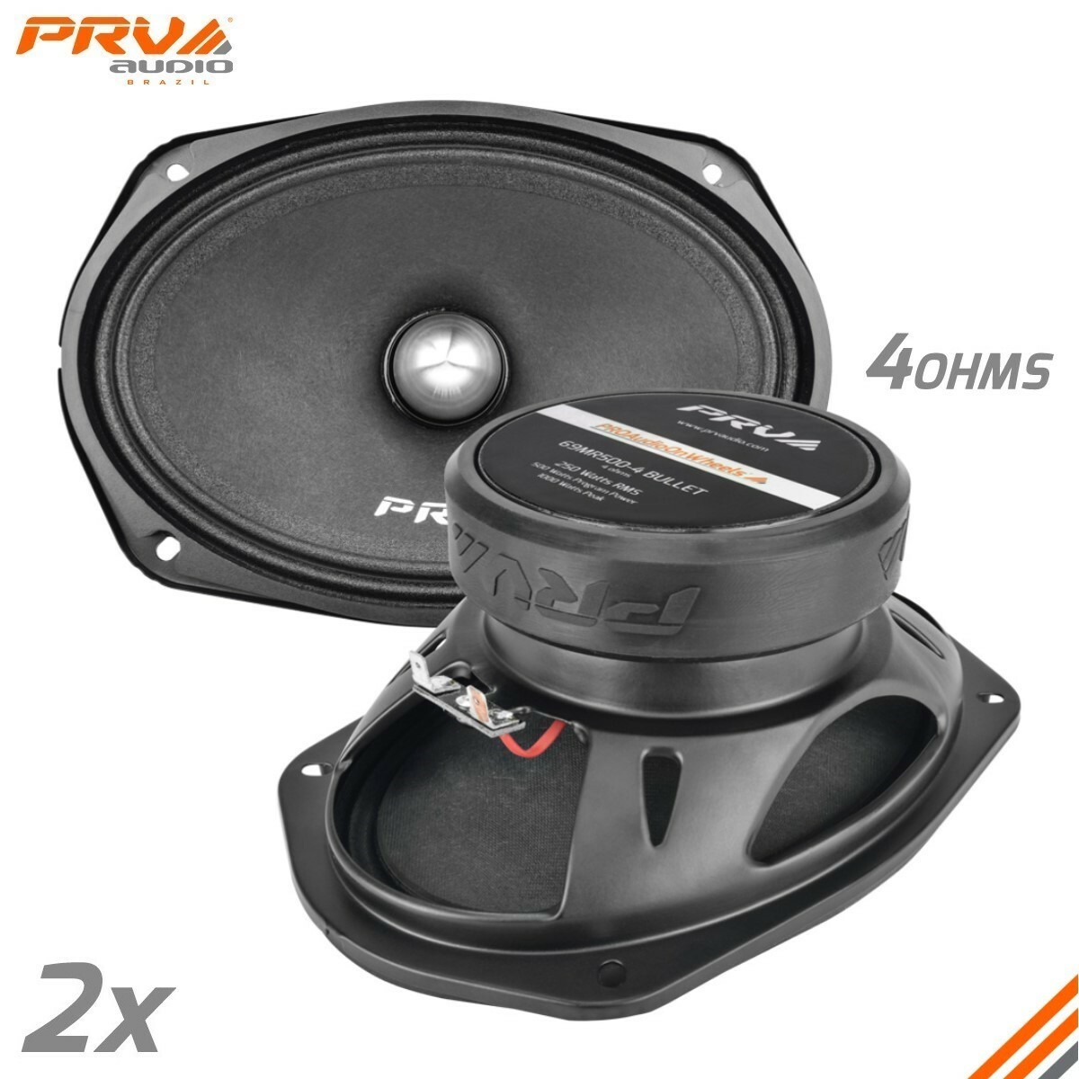 2x Loud 6x9" Car Speakers PRV 500 Watt 4 Ohm Midrange PRO Au