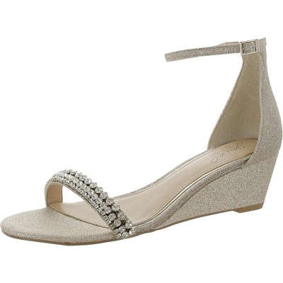 Женские серебристые босоножки на танкетке Jewel Badgley Mischka 8 Medium (B,M) BHFO 1155