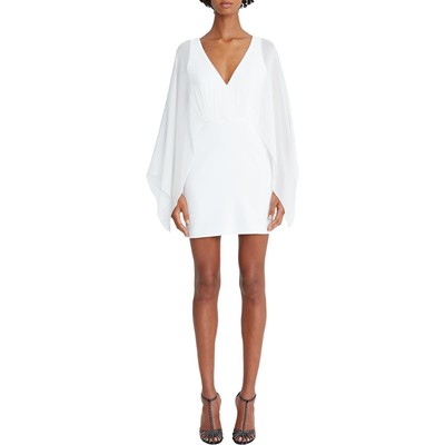 Женское мини-платье для коктейлей и вечеринок из крепа Rylee цвета слоновой кости Halston 4 BHFO 5049