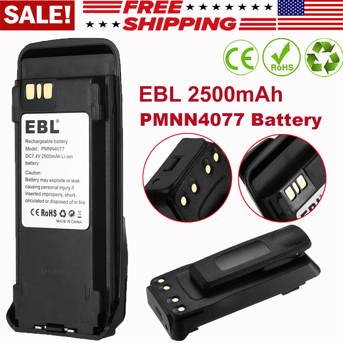 7.4V 2500mAh PMNN4077 Battery For Motorola XPR6100 XPR6300 XPR6550 Walkie Talkie