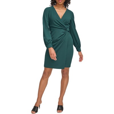 Женское зеленое платье-футляр с закручивающимся передом DKNY 6 BHFO 7964
