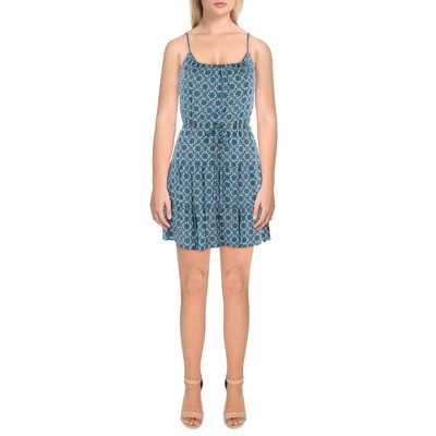 Женское голубое летнее мини-платье-сорочка Alice and Olivia с цветочным принтом S BHFO 9460