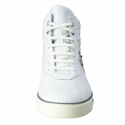 Pre-owned Versace Gianni  Men's Leather Hi Top Sneakers Shoes 10 10.5 11 11.5 12 13 14 15 In White