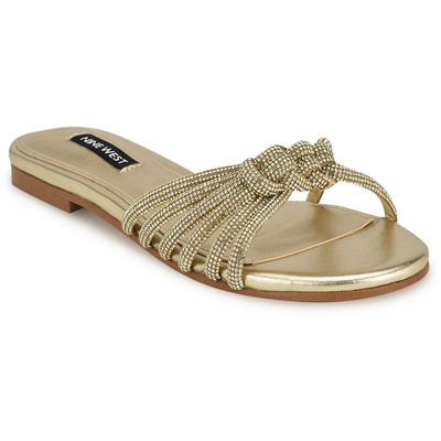 Женские босоножки Nine West Womens WN Luxury 5 Gold Slide 9 среднего размера (B,M) BHFO 3169