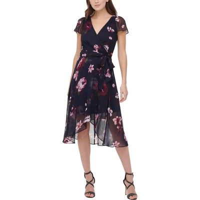

Женское платье миди с цветочным принтом и развевающимися рукавами DKNY BHFO 6693, Midnight navy
