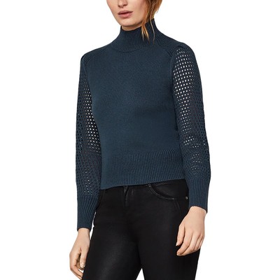 BCBGMAXAZRIA Женская синяя водолазка, укороченный пуловер-свитер, топ XL BHFO 0500
