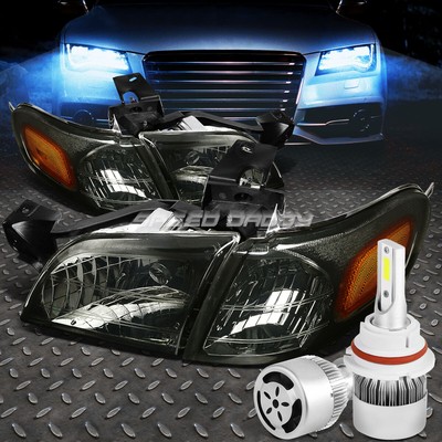 ЗАКОПЧЕННЫЙ КОРПУС ФАРЫ + ЯНТАРНЫЙ УГОЛОК + БЕЛЫЙ СВЕТОДИОД 9004 HID с ВЕНТИЛЯТОРОМ ДЛЯ 97-05 VENTURE