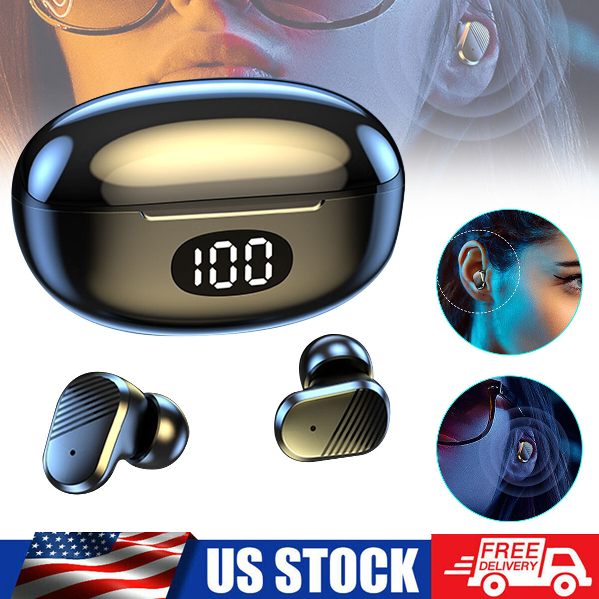 TWS Wireless Bluetooth Headphones Earphones In-Earbuds For i